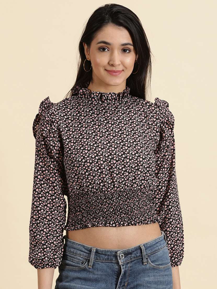 women's crop high neck top