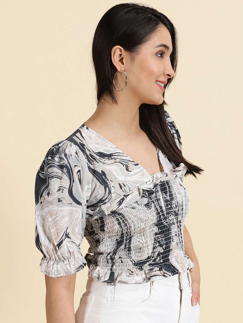 women's crop v neck top - 19699129 - Standard Image - 2