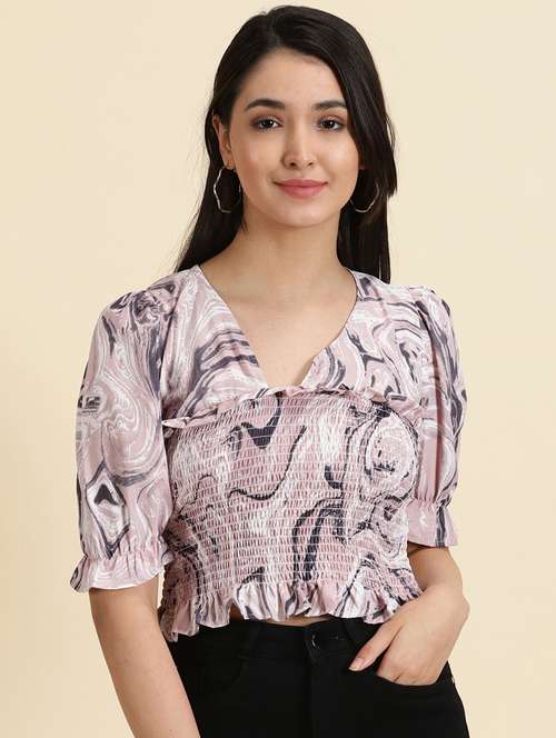 women's crop v neck top - 19699130 -  Standard Image - 0