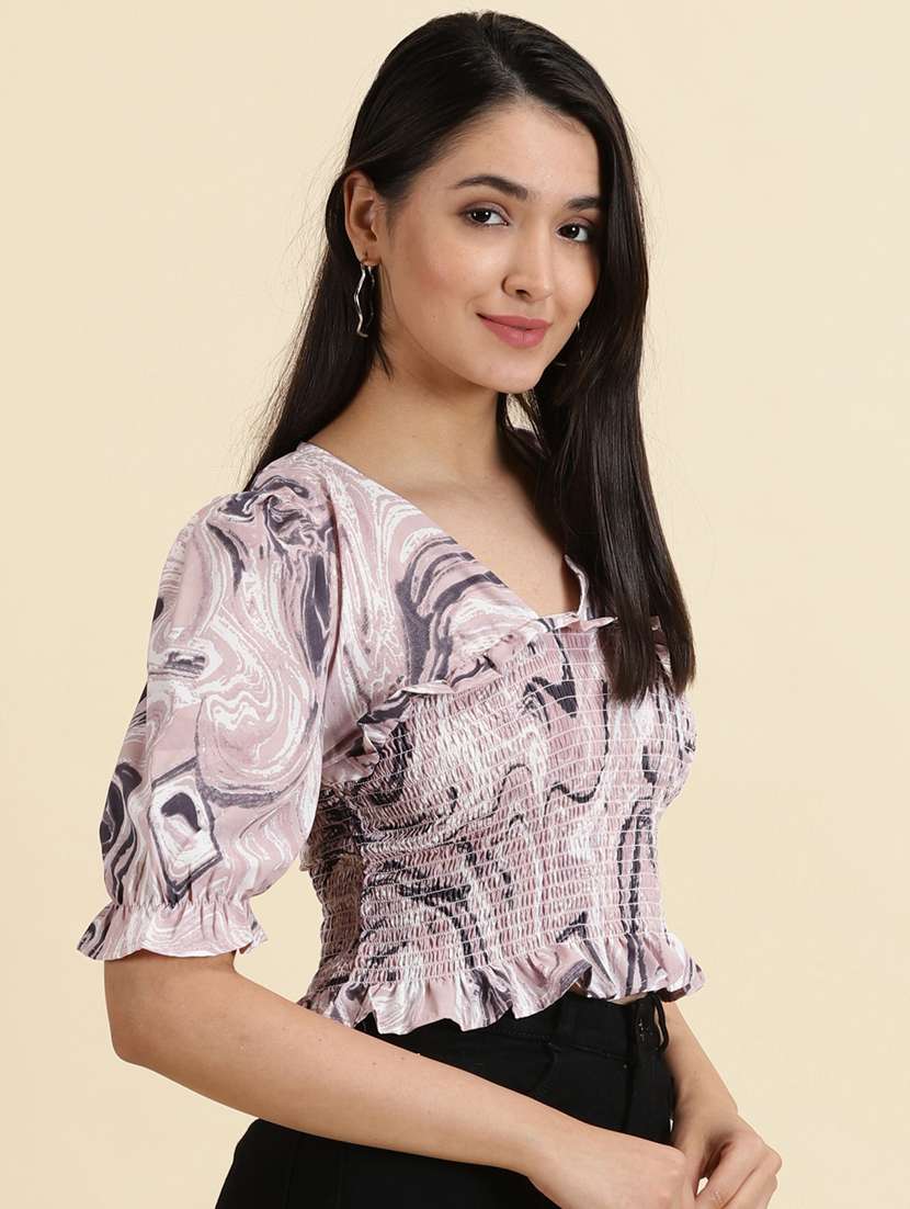 women's crop v neck top - 19699130 - Standard Image - 2