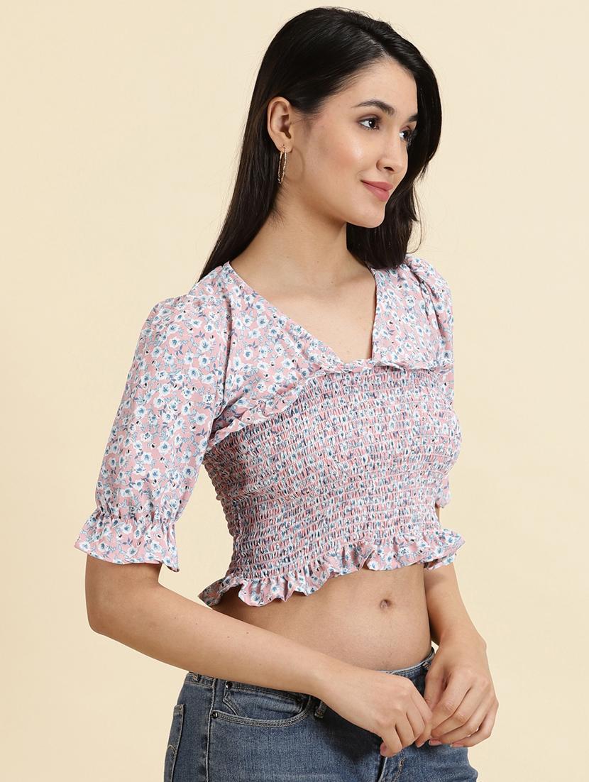women's crop v neck top - 19699131 - Standard Image - 2