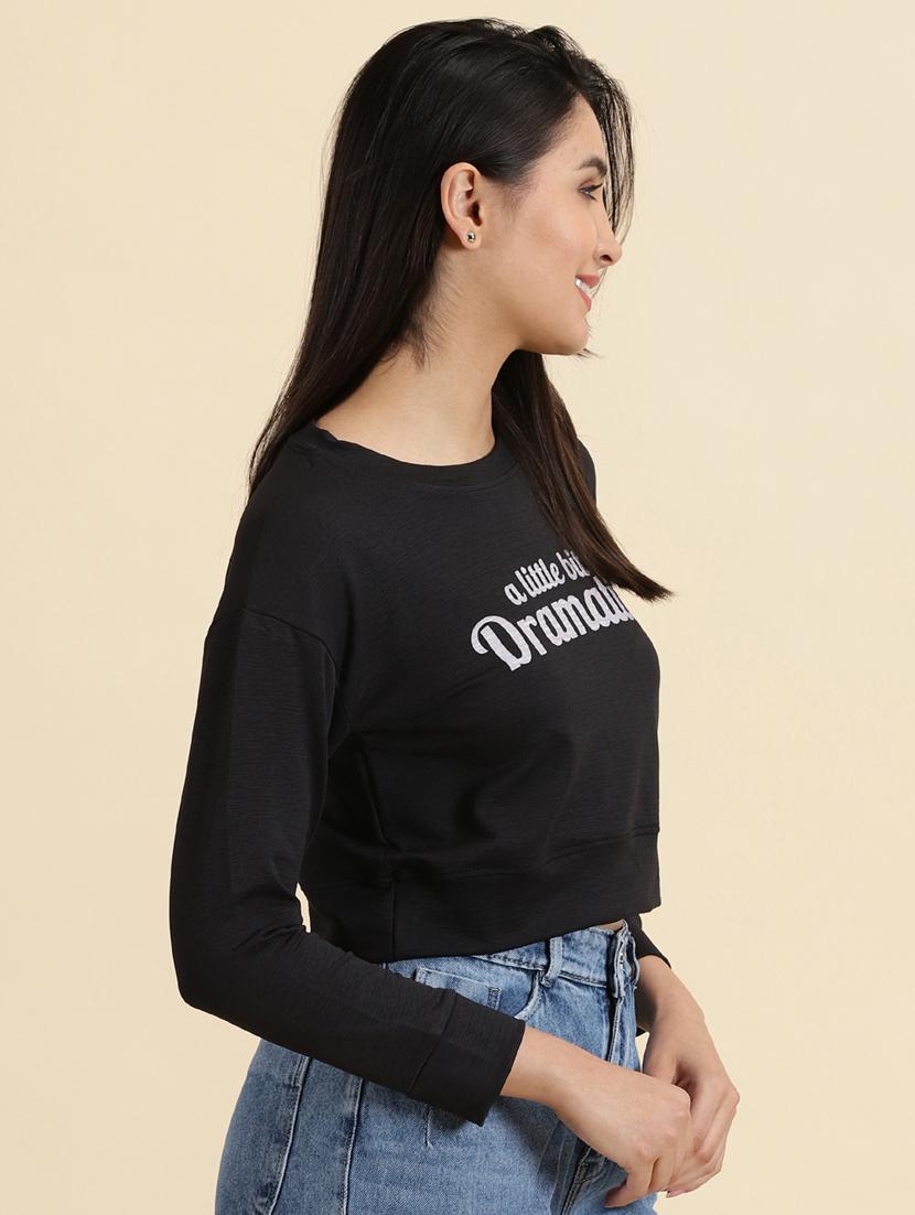 women's crop round neck top - 19699144 - Standard Image - 2