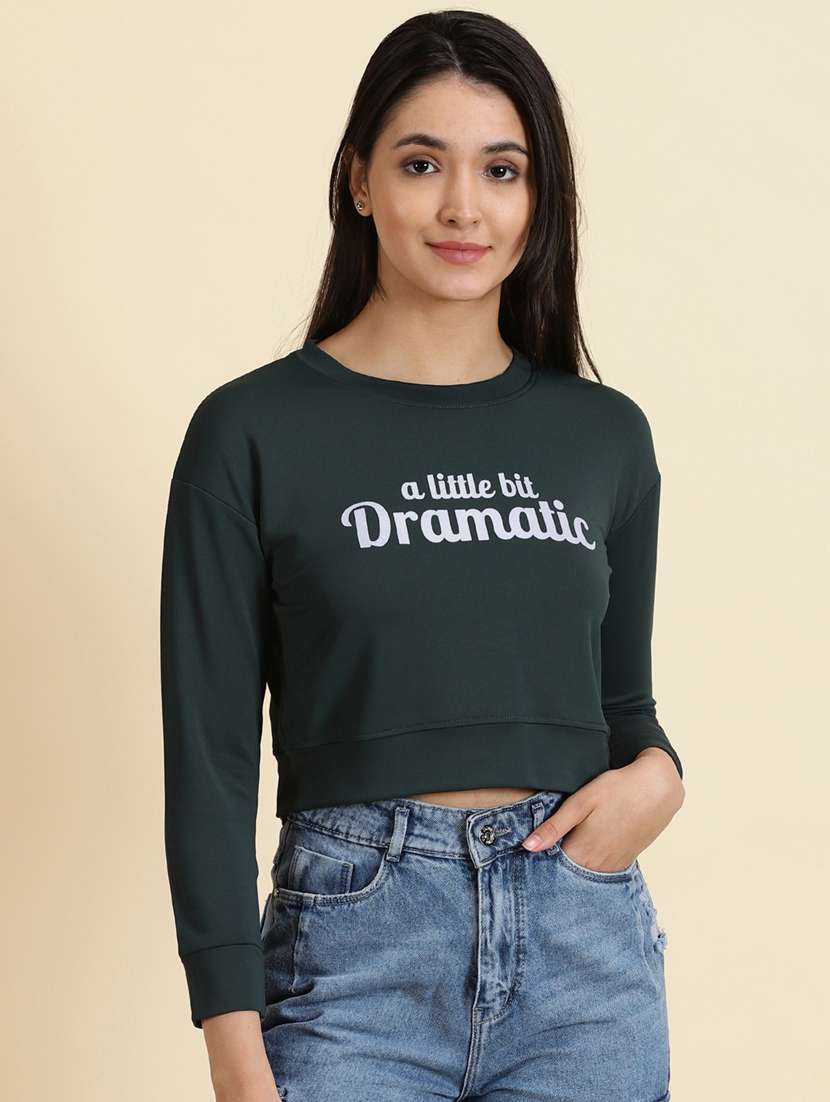 women's crop round neck top