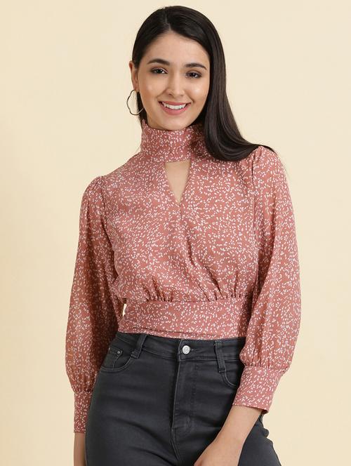 women's blouson key hole neck top - 19699169 - Standard Image - 0