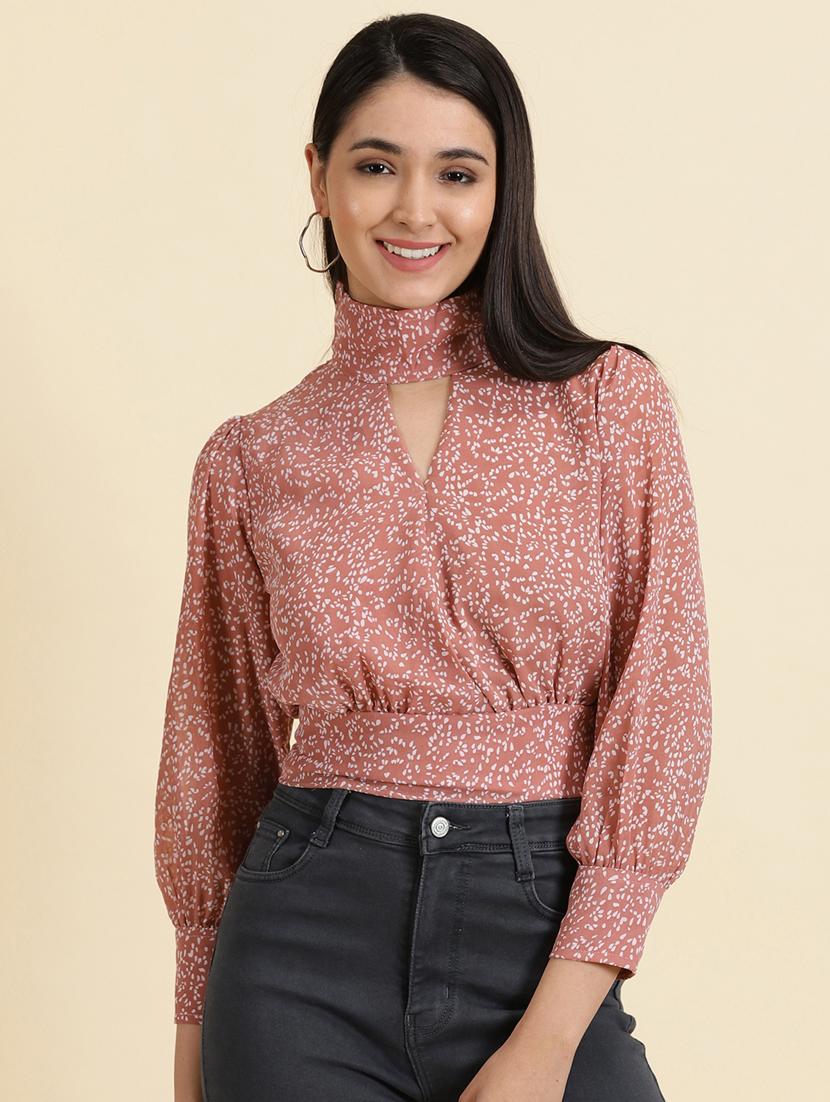 women's blouson key hole neck top - 19699169 - Zoom Image - 0