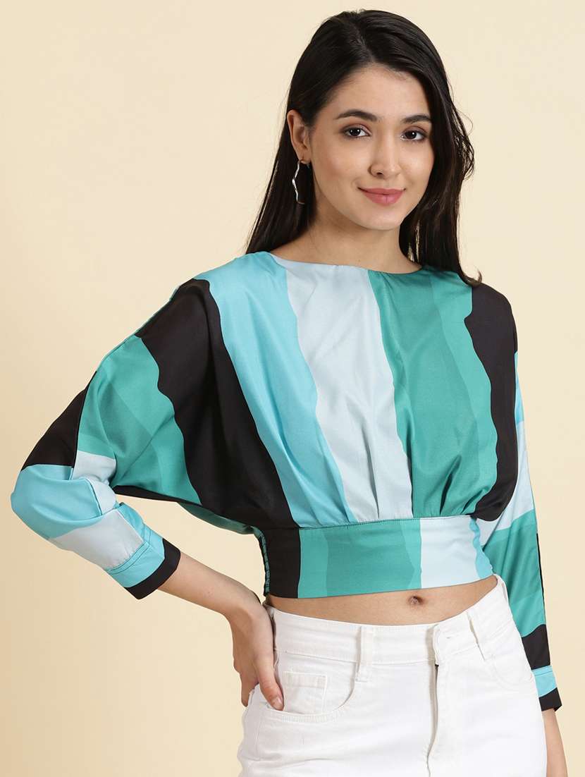 women's crop boat neck top