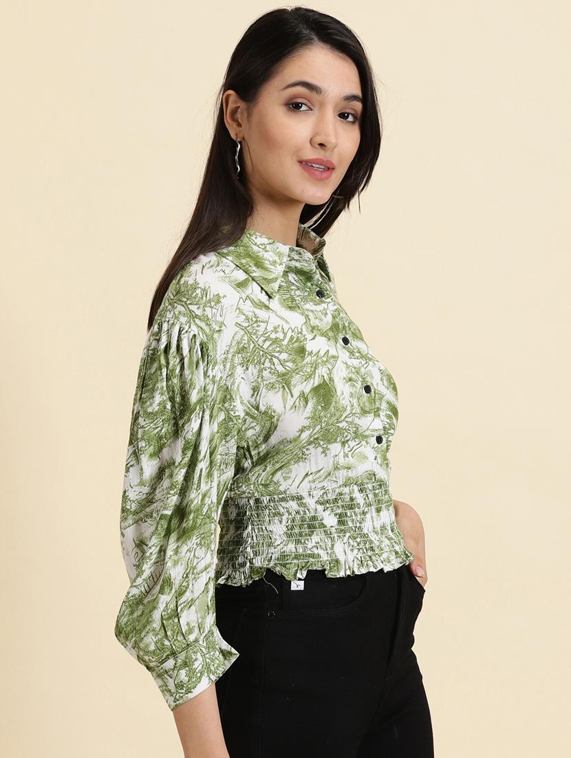 women's blouson collared top - 19699178 - Standard Image - 2
