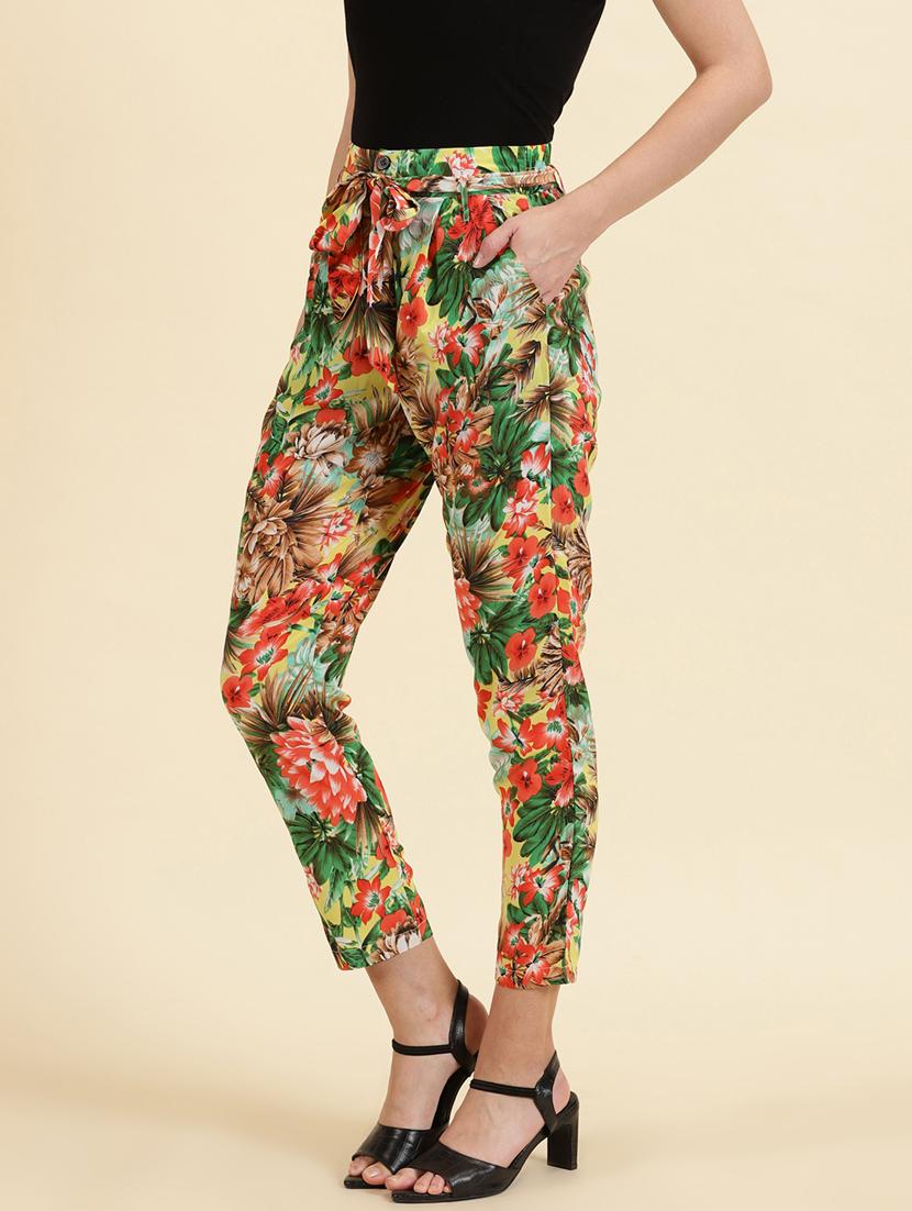 floral print pleated trouser with waist belt - 19699182 -  Standard Image - 2