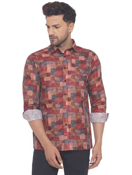 mens color block casual shirt - 19699205 - Standard Image - 0