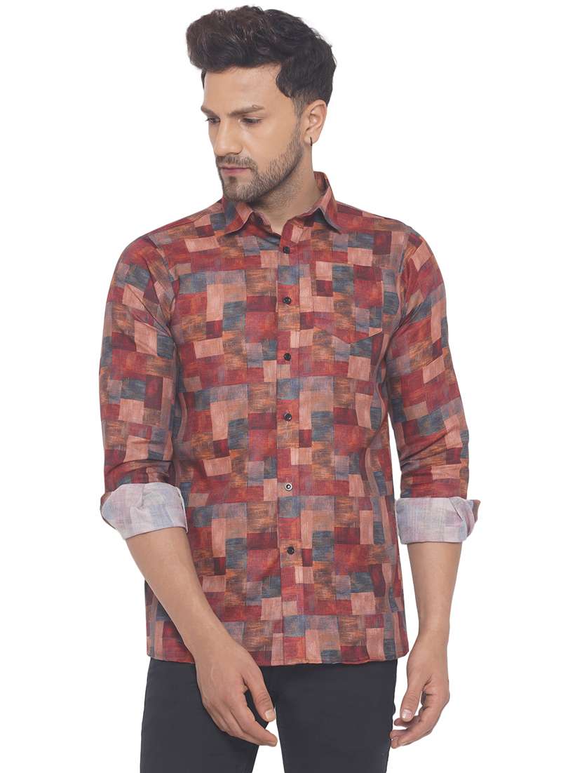 mens color block casual shirt - 19699205 - Zoom Image - 0