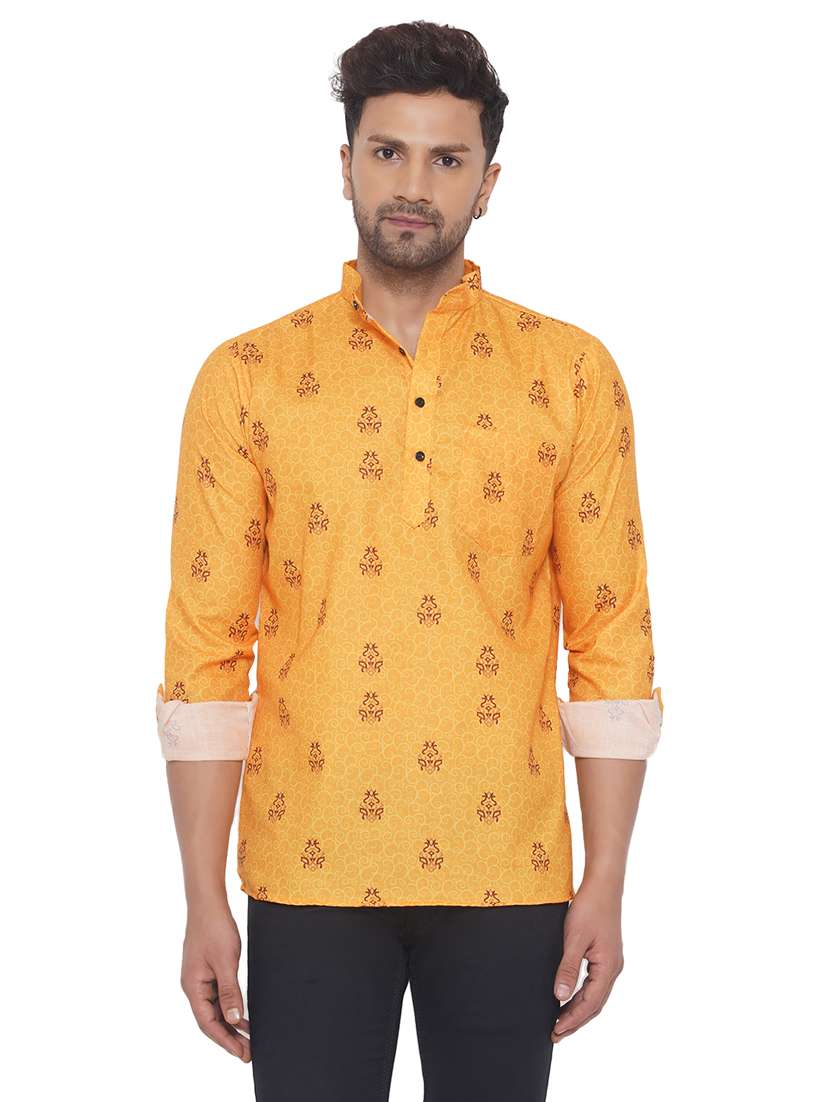 mandarin neck printed short kurta