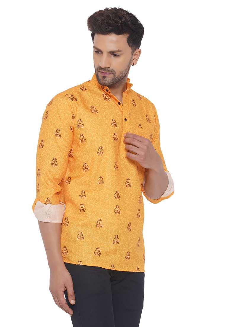 mandarin neck printed short kurta - 19699218 - Standard Image - 2