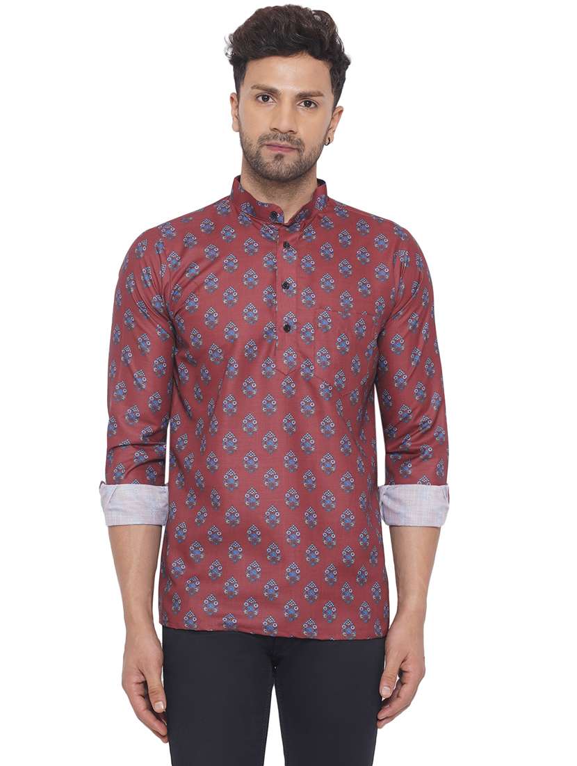 mandarin neck printed short kurta