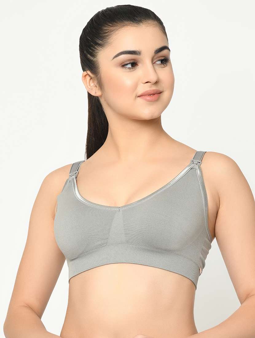 grey nylon maternitynursing bra