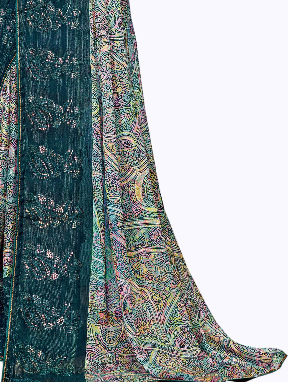 abstract print woven saree with blouse - 19700007 - Standard Image - 2