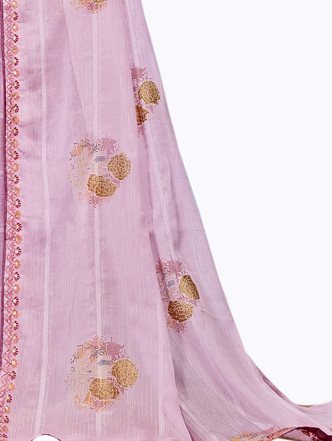 floral print woven saree with blouse - 19700017 - Standard Image - 2