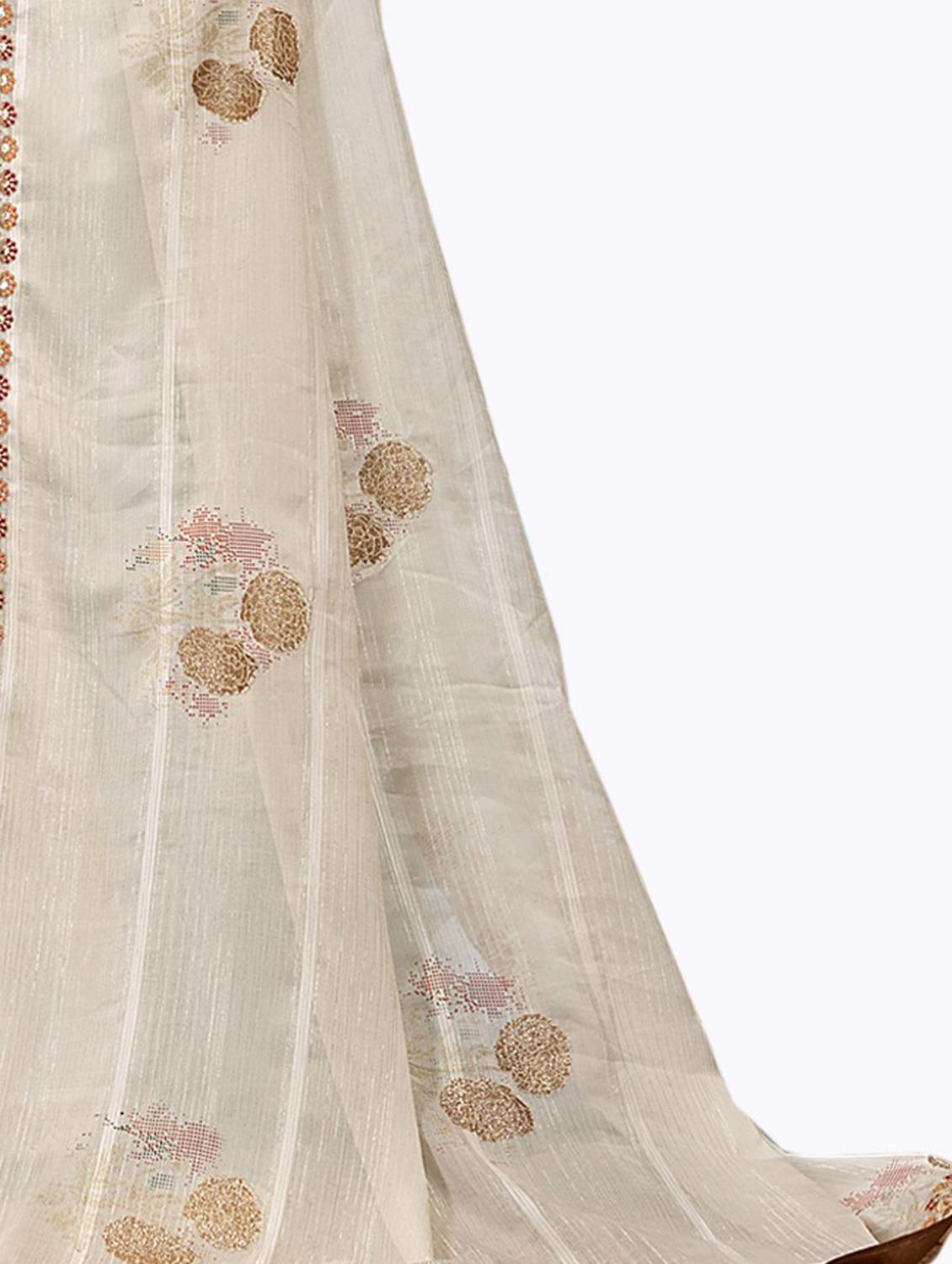 floral print woven saree with blouse - 19700018 - Standard Image - 2