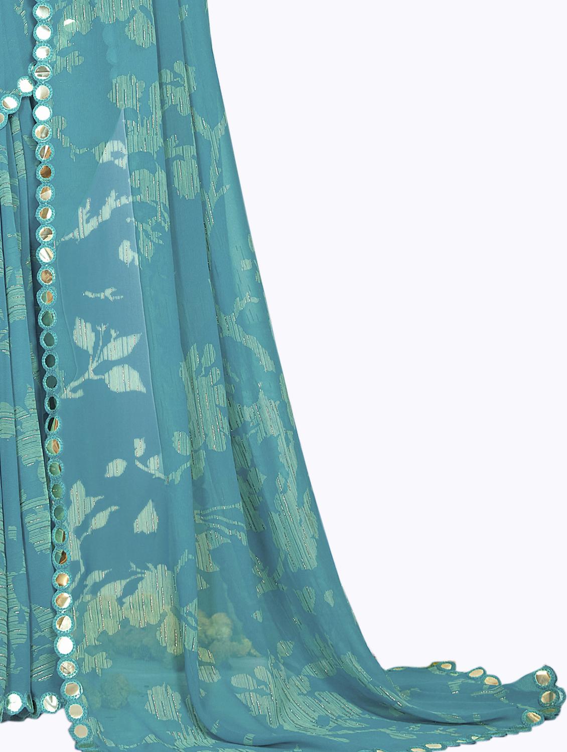 printed woven saree with blouse - 19700084 - Standard Image - 2