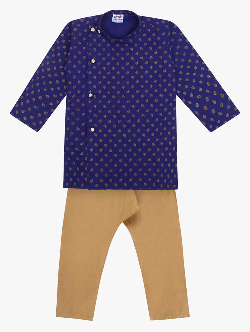 blue printed kurta set