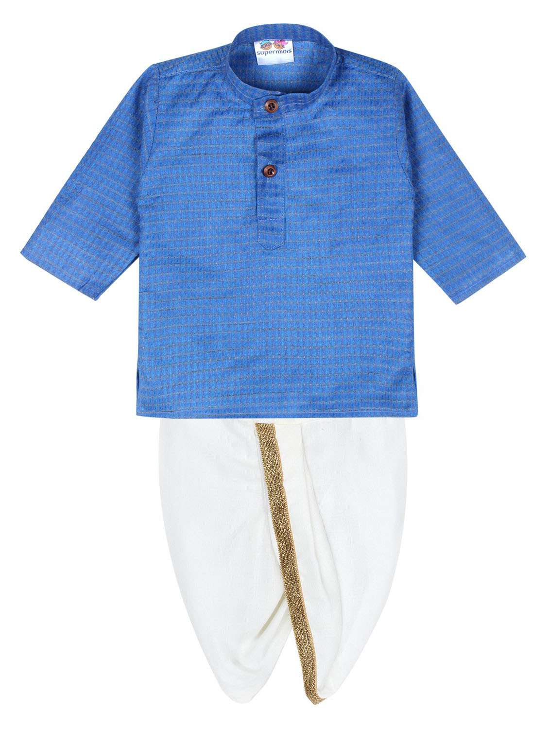 check woven dhoti kurta set