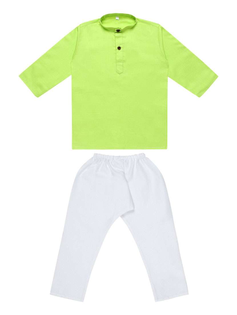 lime solid kurta set