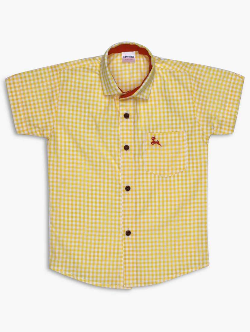 boys yellow check shirt