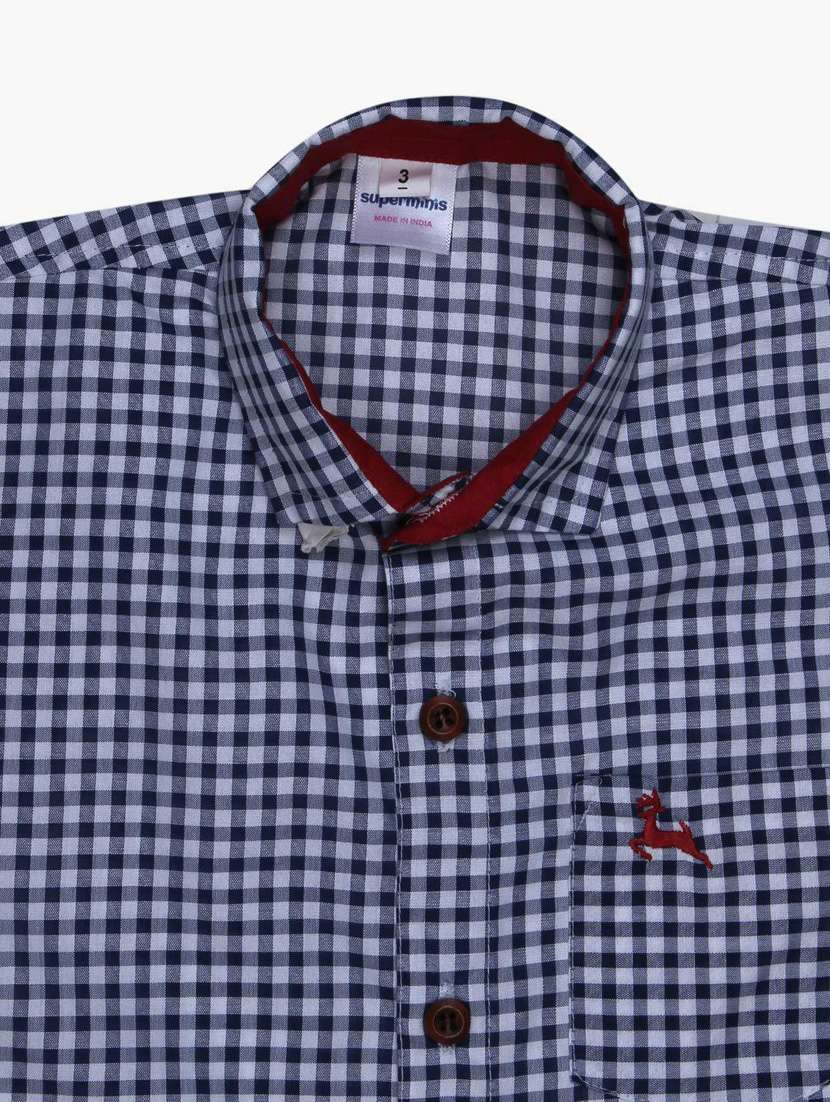 boys navy blue check shirt - 19701322 -  Standard Image - 2