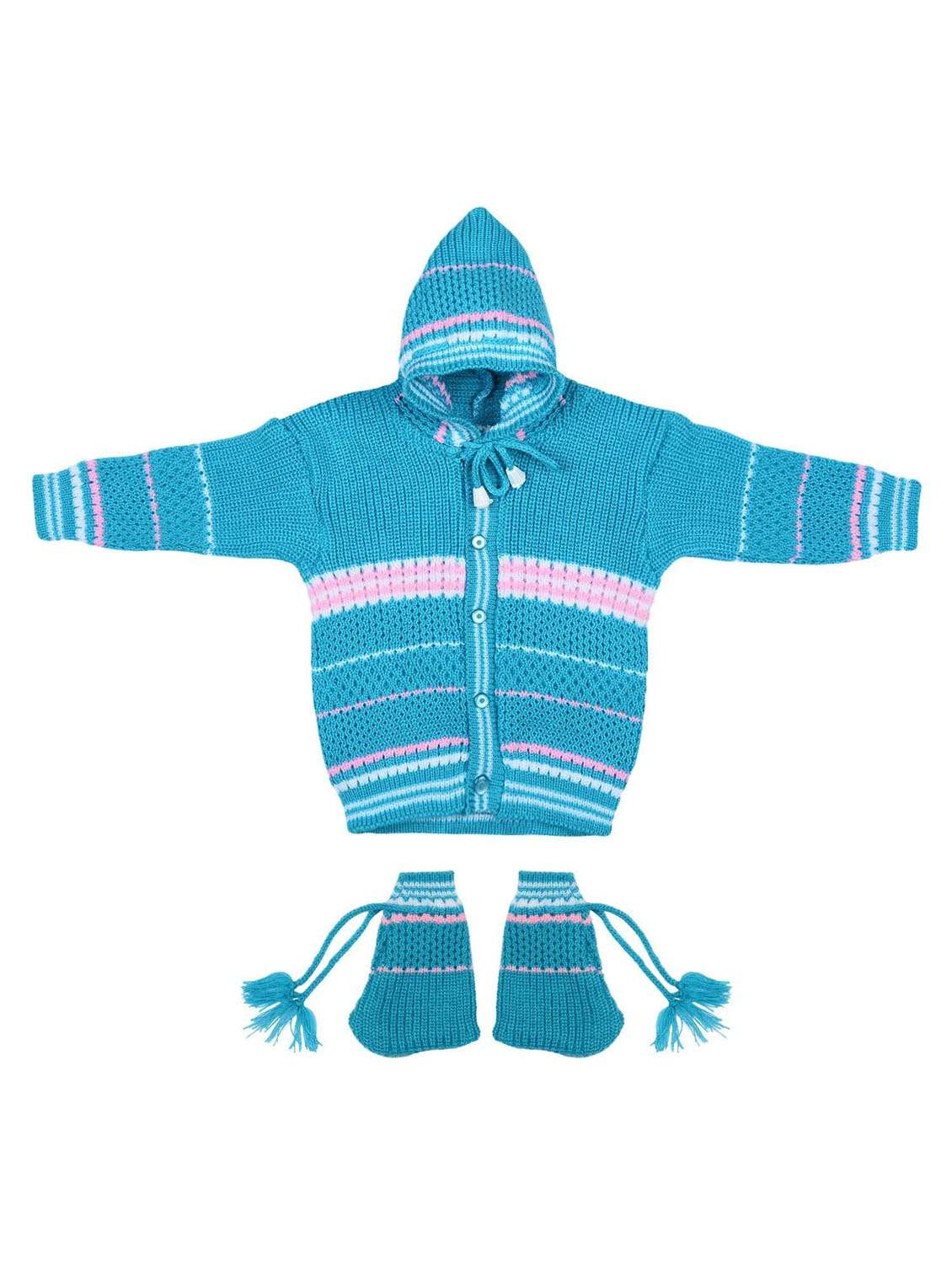 boy self design sweater with cap and socks set