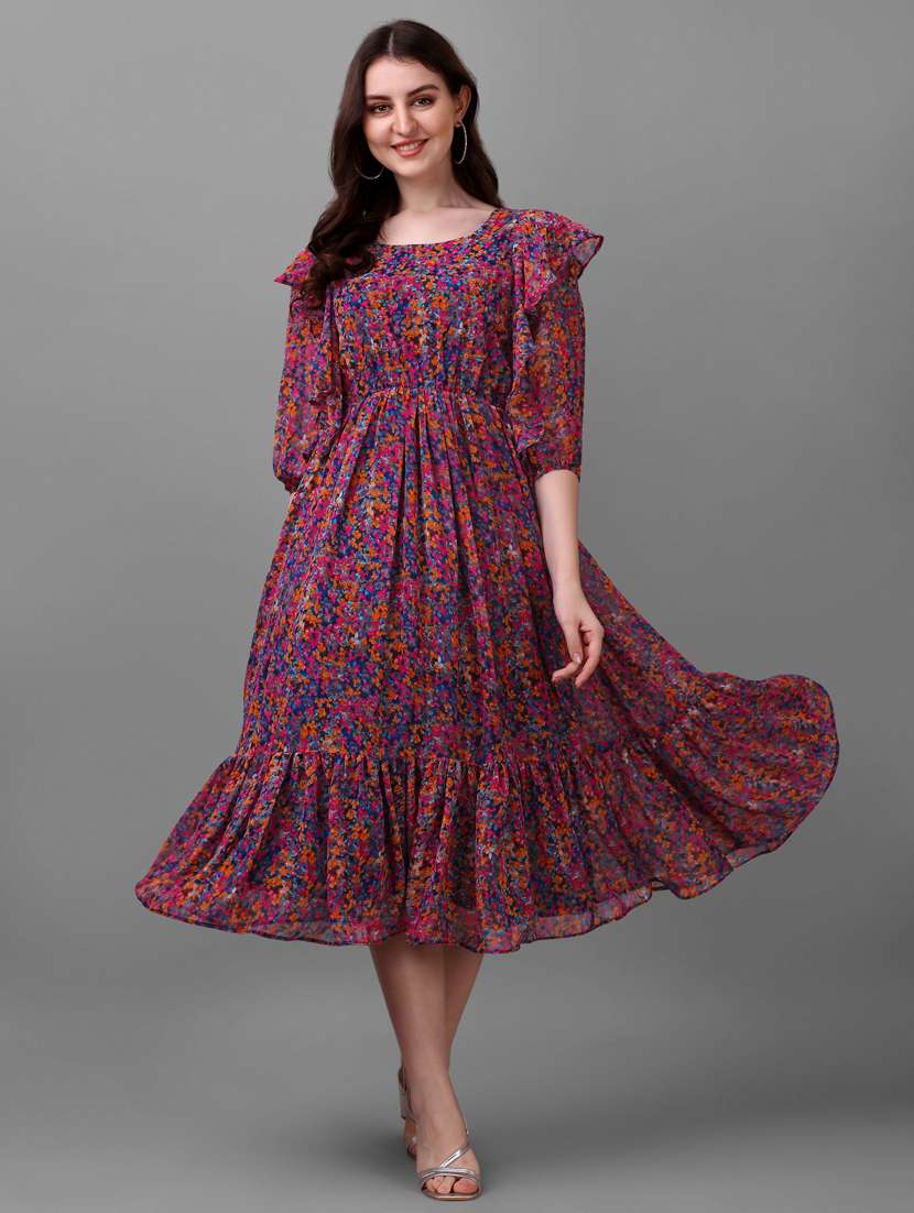 women's tiered dress printed dress - 19701667 - Zoom Image - 0