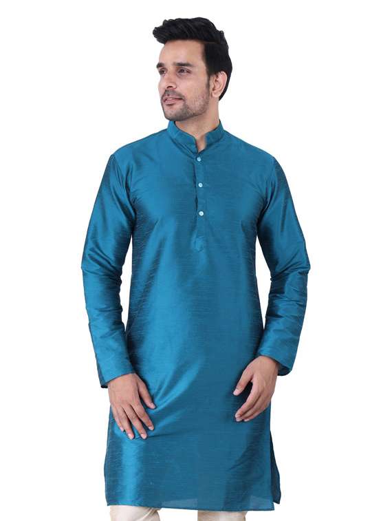 yellow dupion kurta