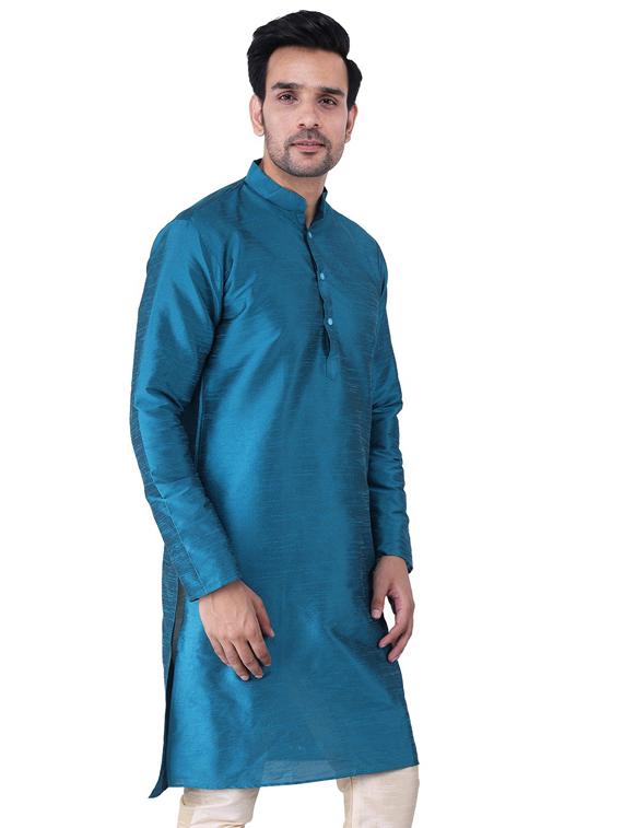 blue solid kurta pyjama set - 19702783 - Standard Image - 2