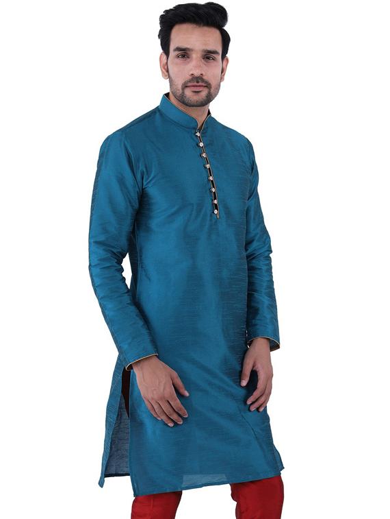 blue solid kurta pyjama set - 19702807 - Standard Image - 2