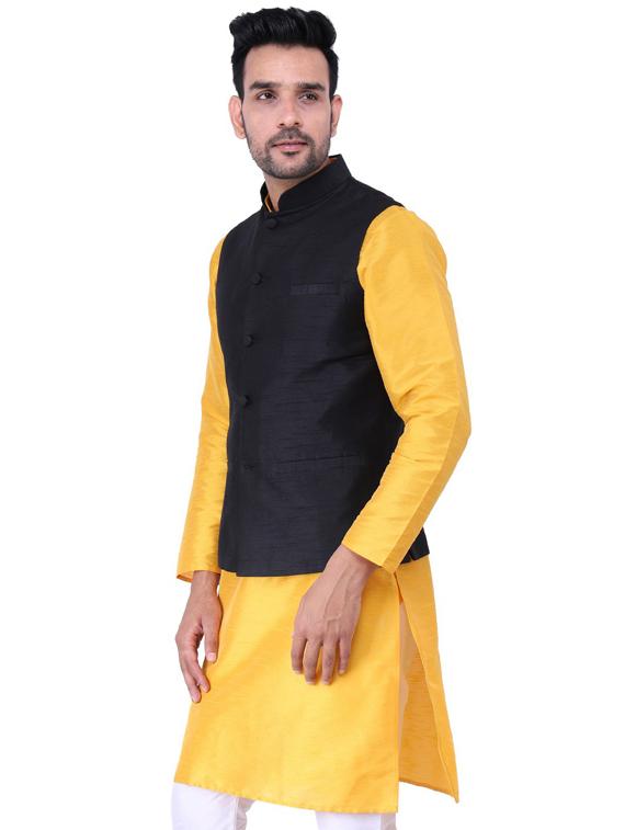 multi colored solid kurta pyjama with nehru jacket - 19702832 - Standard Image - 2