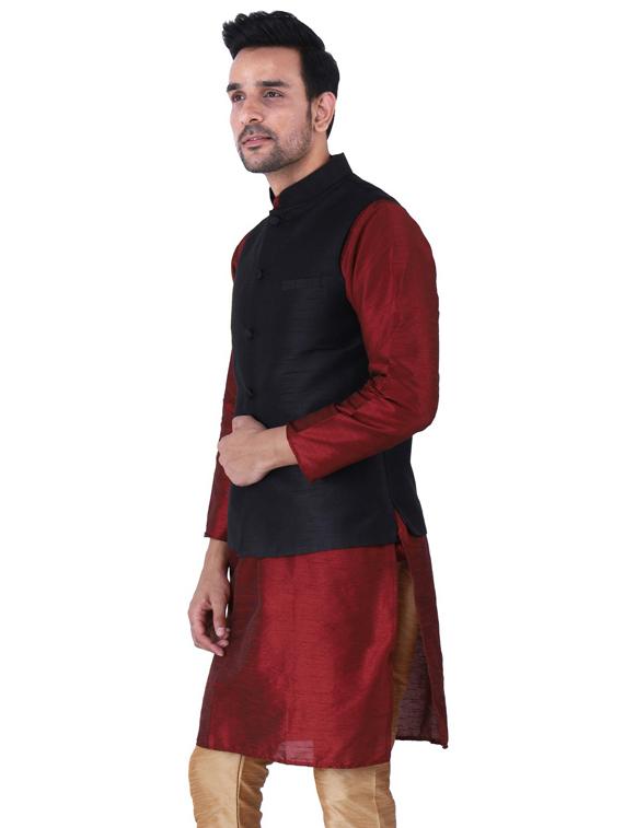 multi colored solid kurta pyjama with nehru jacket - 19702847 - Standard Image - 2