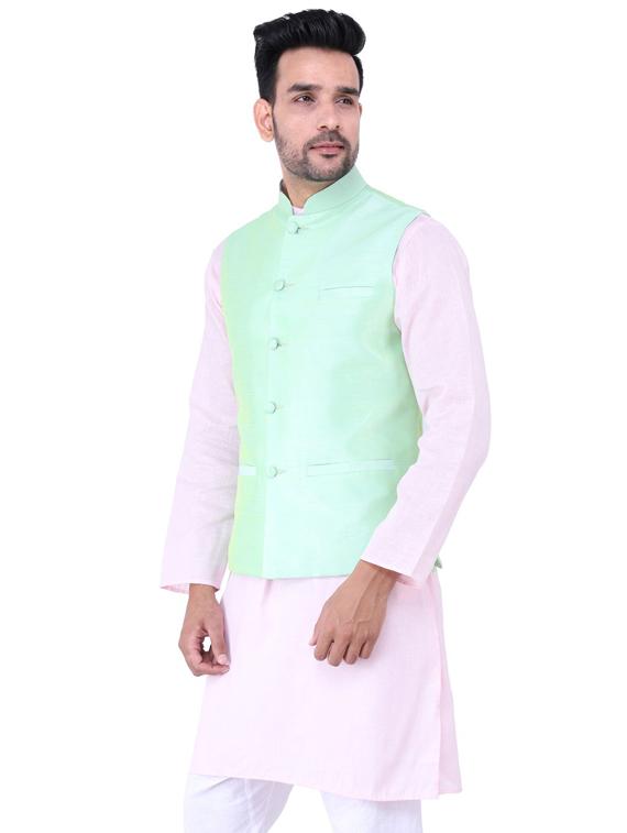 multi colored solid kurta pyjama with nehru jacket - 19702857 - Standard Image - 2