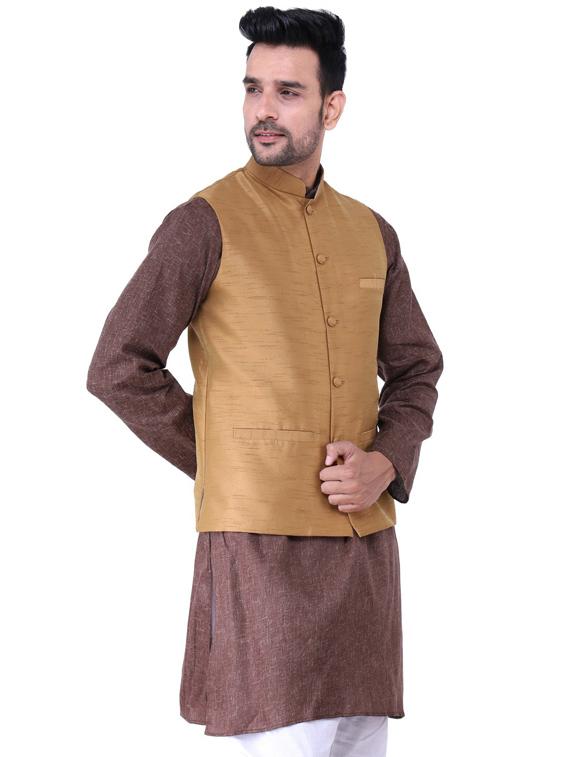 multi colored solid kurta pyjama with nehru jacket - 19702862 - Standard Image - 2
