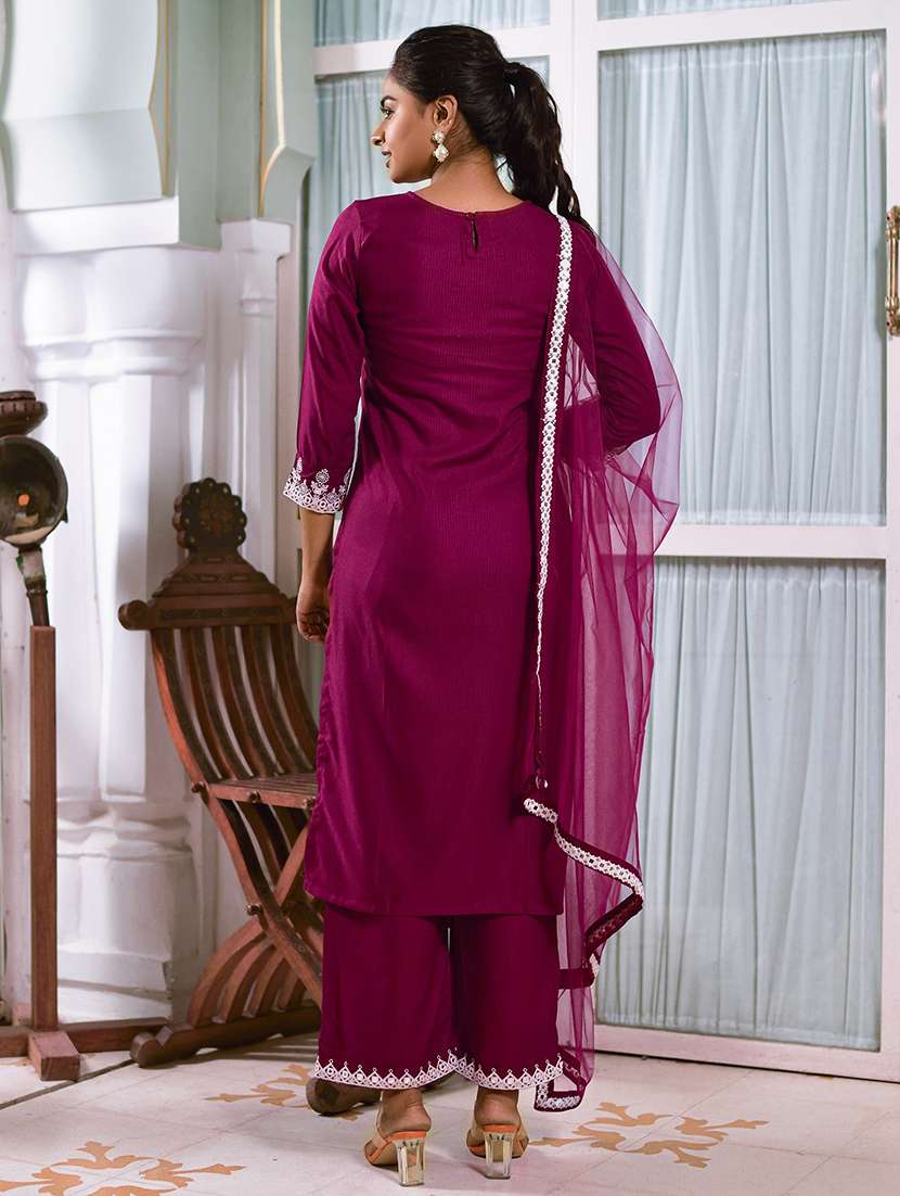 purple embroidered suit set - 19703592 - Standard Image - 2