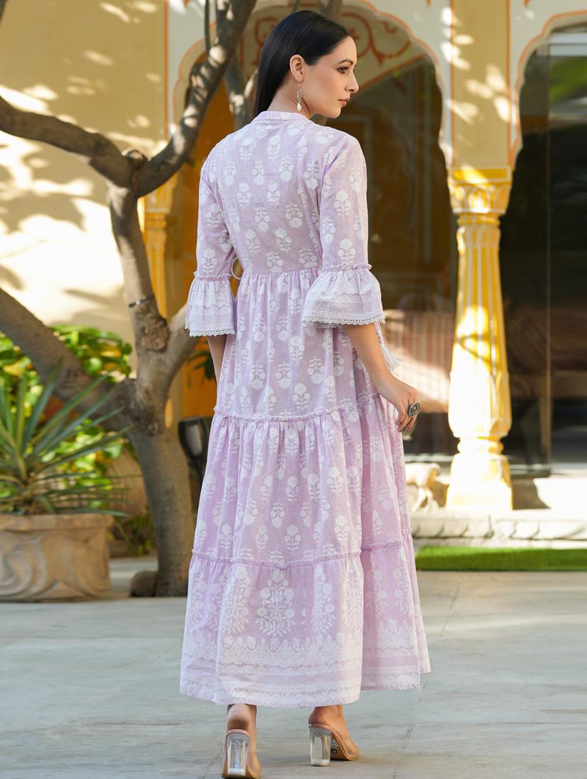floral print sequins work fit and flare dress with waist tie - 19707130 - Standard Image - 2