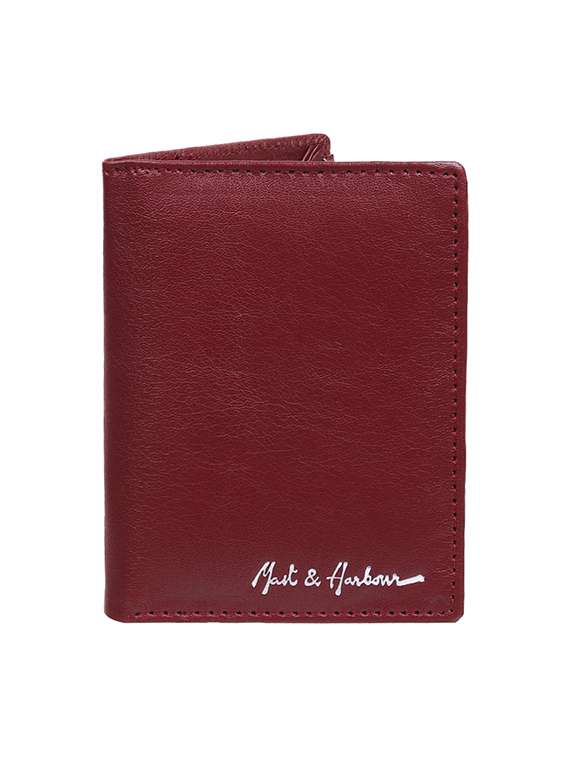 maroon leatherette wallet