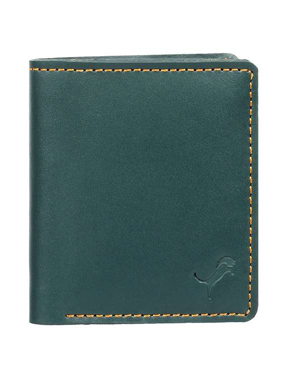 green genuine leather wallet