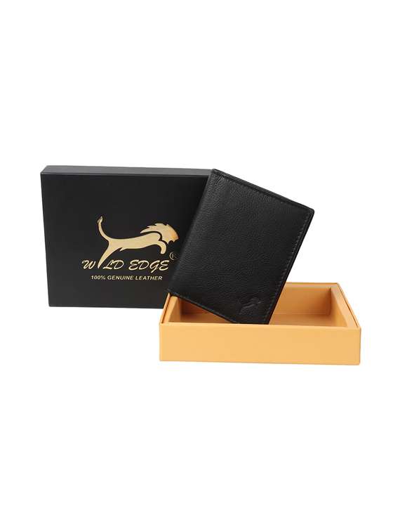 black genuine leather wallet