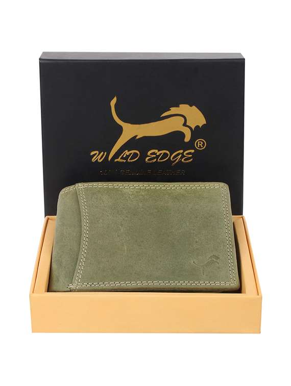 green genuine leather wallet