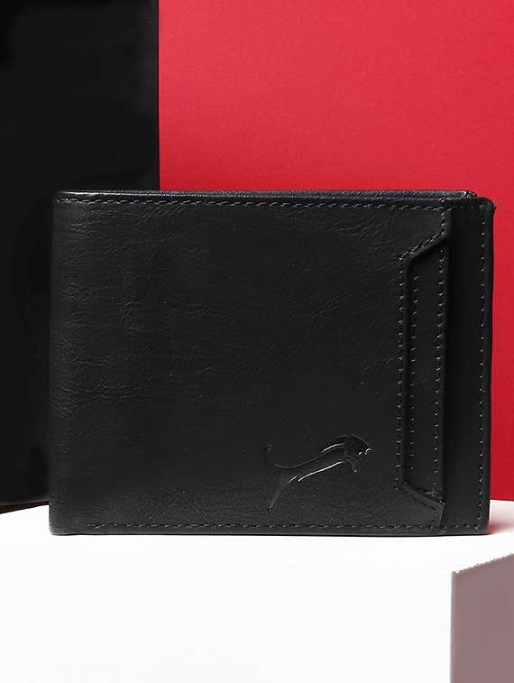 black genuine leather wallet