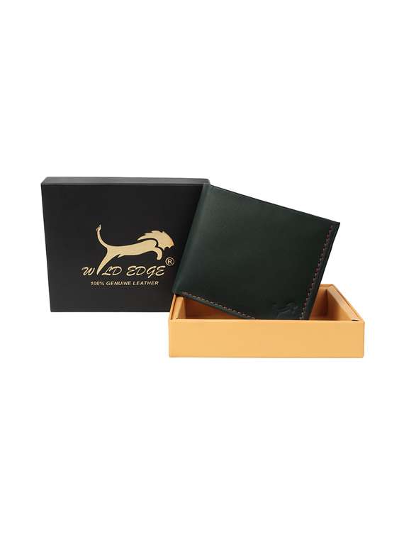 green genuine leather wallet