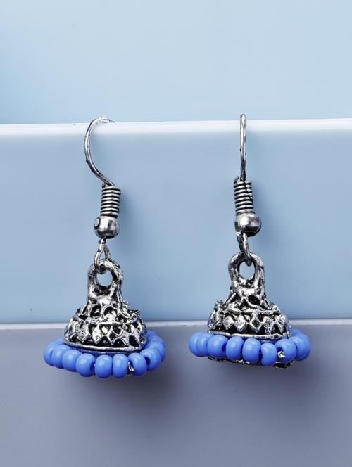 purple silver plated jhumka earring - 19709081 - Standard Image - 0
