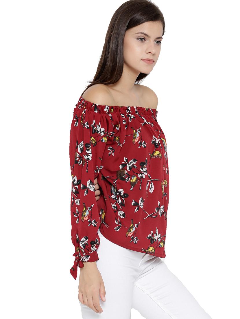 off shoulder floral printed regular top - 19710484 - Standard Image - 2