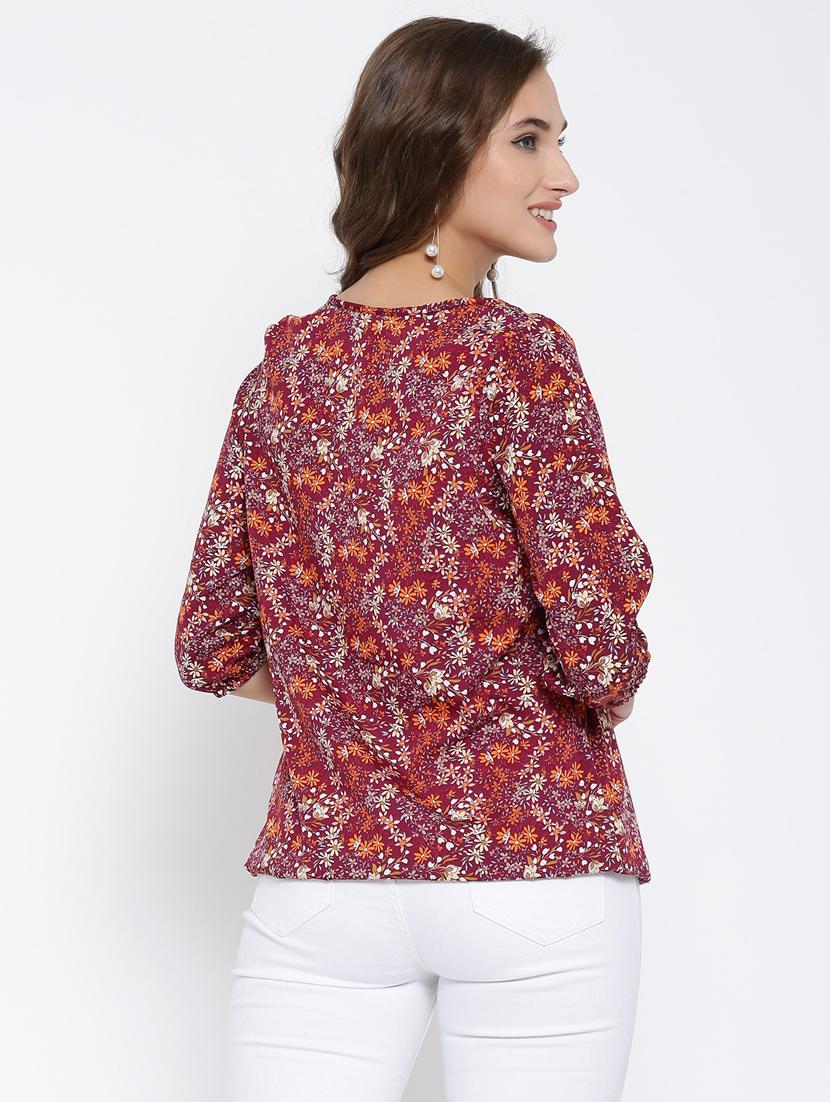 round neck printed regular top - 19710491 - Standard Image - 2