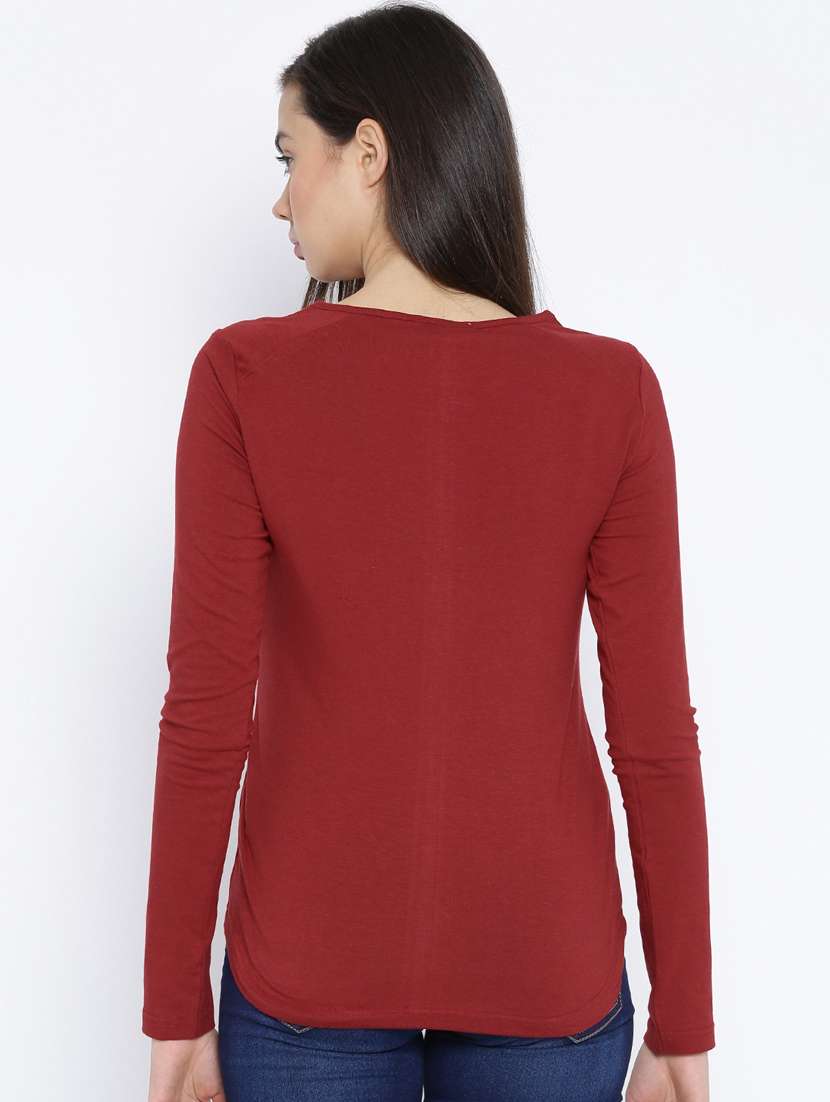 round neck solid regular top - 19710495 -  Standard Image - 2