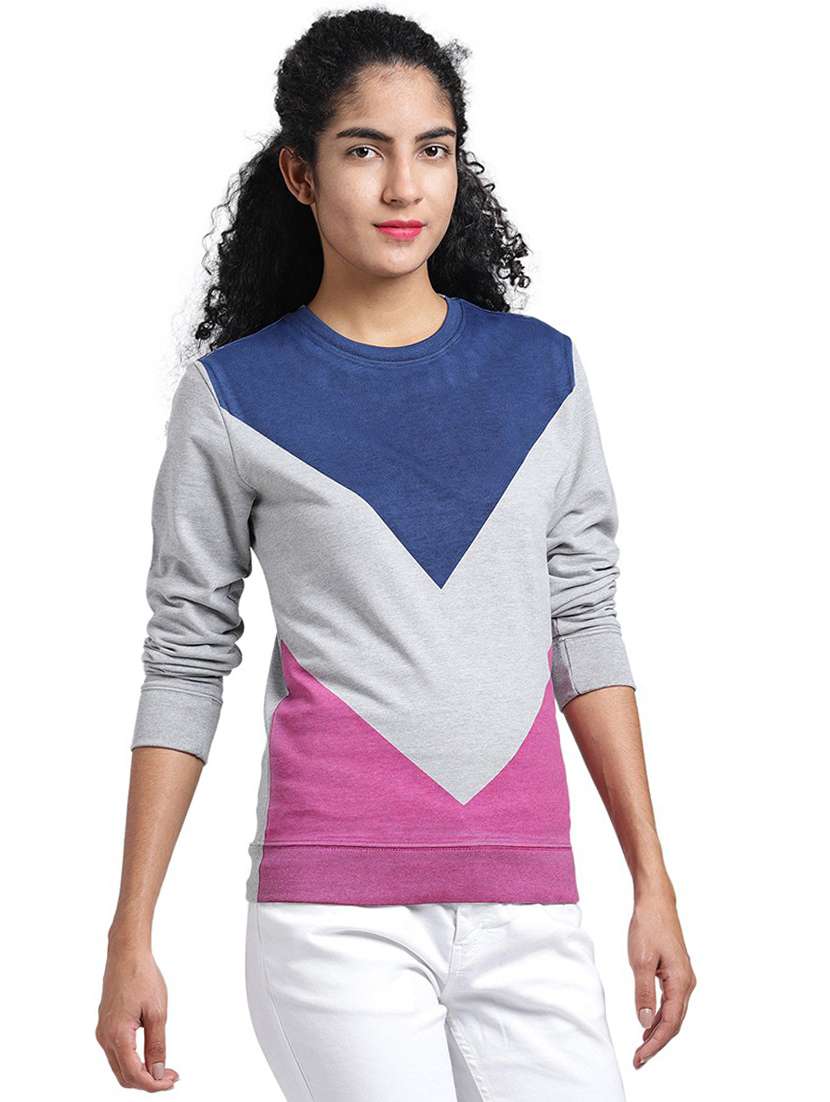 women's color block long sleeve sweatshirt