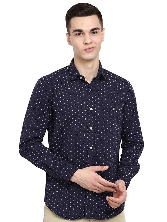 navy blue printed casual shirt - 19717360 - Zoom Image - 0